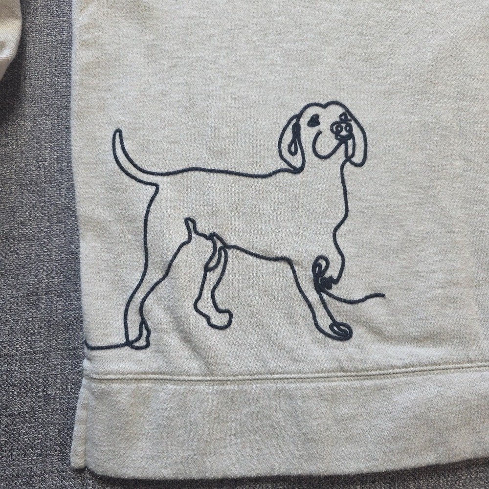 Talbots Sweatshirt Womens Large Oatmeal Heather Dog Graphic Crewneck Pullover - Picture 2 of 6